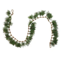 6' X 5" Long Needle Pine And Rope Rustic Artificial Christmas Garland - Unlit