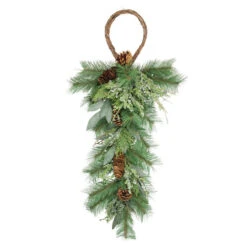 32" Pine And Juniper Artificial Christmas Teardrop Swag - Unlit
