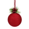 Holly Berries And Red Twine Christmas Ball Ornament 5.5" (135mm) 2 Holly Berries And Red Twine Christmas Ball Ornament 5.5" (135mm) -Ornaments Store napco 45174red 73402.1664379667
