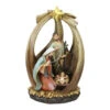 12" Brown Holy Family With Star Of Bethlehem Christmas Nativity Figurine