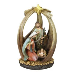 12" Brown Holy Family With Star Of Bethlehem Christmas Nativity Figurine