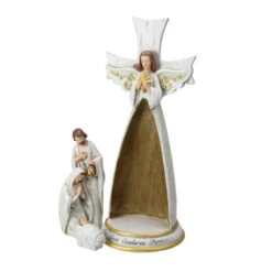 3-Piece Beige And White Holy Family In Angel Nativity Table Top Christmas Figurine 12.75" -Ornaments Store napco 50788 2 42118.1587644263