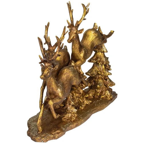 17" Glittering Gold Christmas Reindeer Scene Tabletop Figurine 4 17" Glittering Gold Christmas Reindeer Scene Tabletop Figurine - Image 2