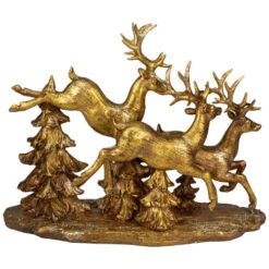 17" Glittering Gold Christmas Reindeer Scene Tabletop Figurine 9 17" Glittering Gold Christmas Reindeer Scene Tabletop Figurine -Ornaments Store napco 51556 3 66003.1664380275