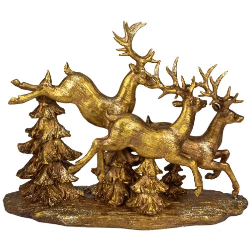 17" Glittering Gold Christmas Reindeer Scene Tabletop Figurine 5 17" Glittering Gold Christmas Reindeer Scene Tabletop Figurine - Image 3