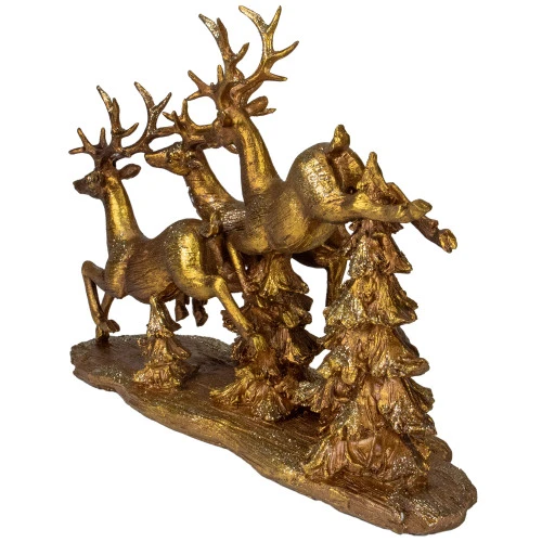 17" Glittering Gold Christmas Reindeer Scene Tabletop Figurine 6 17" Glittering Gold Christmas Reindeer Scene Tabletop Figurine - Image 4
