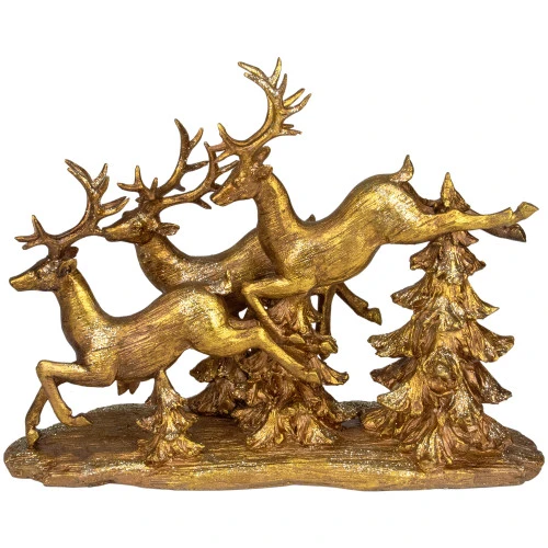 17" Glittering Gold Christmas Reindeer Scene Tabletop Figurine 3 17" Glittering Gold Christmas Reindeer Scene Tabletop Figurine