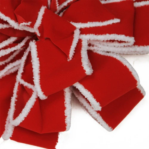 48" Red And White Fringe 16 Loop Commercial Christmas Bow Decoration 4 48" Red And White Fringe 16 Loop Commercial Christmas Bow Decoration - Image 2