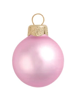 8ct Pale Pink Matte Glass Christmas Ball Ornaments 3.25" (80mm)