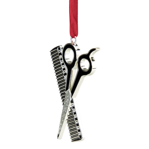 Northlight 3" Silver-Plated Scissors And Comb Christmas Ornament 5 Northlight 3" Silver-Plated Scissors And Comb Christmas Ornament - Image 3