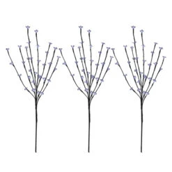 Northlight Set Of 3 Pre-Lit Cherry Blossom Artificial Tree Branches, 72 Pure White LED Lights