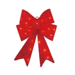 Northlight 17" LED Lighted Red Sparkly Bow Christmas Decoration
