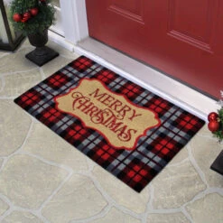 Northlight Red And Black Plaid "Merry Christmas" Rectangular Doormat 18" X 30" -Ornaments Store northlight20fw28330 styled 89423.1642205486