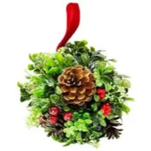 Northlight 7" Green And Red Glittered Berry With Pine Cone Christmas Topiary Ball Ornament 5 Northlight 7" Green And Red Glittered Berry With Pine Cone Christmas Topiary Ball Ornament - Image 3