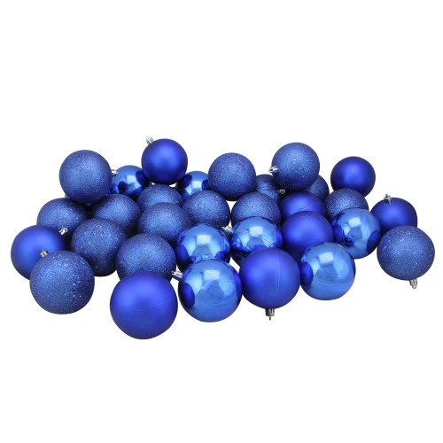 Northlight 32ct Lavish Blue Shatterproof 4-Finish Christmas Ball Ornaments 3.25" (80mm) 3 Northlight 32ct Lavish Blue Shatterproof 4-Finish Christmas Ball Ornaments 3.25" (80mm)