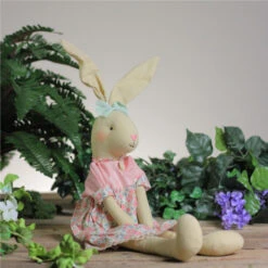 Northlight 20" Sitting Linen Pink Floral Easter Bunny Rabbit Spring Figure -Ornaments Store northlight20sh14427 2 43544.1588362515