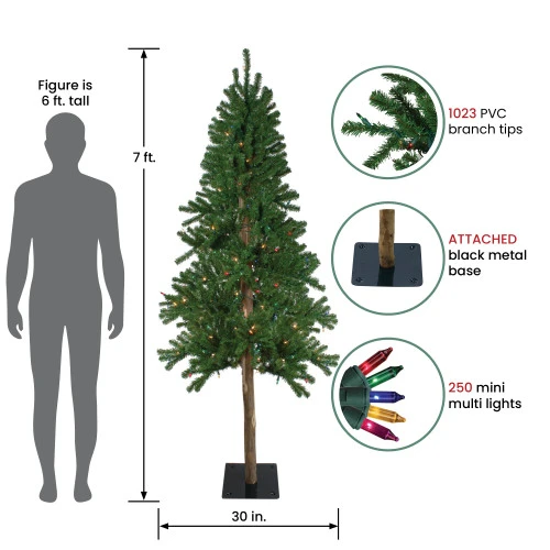 Northlight 7' Pre-Lit Alpine Artificial Christmas Tree - Multi Lights 4 Northlight 7' Pre-Lit Alpine Artificial Christmas Tree - Multi Lights - Image 2