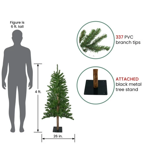 Northlight 4' Alpine Artificial Christmas Tree - Unlit 4 Northlight 4' Alpine Artificial Christmas Tree - Unlit - Image 2