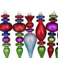 Northlight 6ct Red And Green 3-Finish Glass Christmas Finial Ornaments 6.5" (165mm) -Ornaments Store northlight20wy04157 03 14717.1599786791