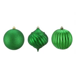 Northlight 3ct Green Shatterproof 3-Finish Christmas Onion And Ball Ornaments 4.75" (120mm) -Ornaments Store northlight 14582030 green 02 20672.1600478512
