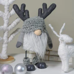 Northlight 15" Grey Bouncy Gnome With Antlers Tabletop Christmas Decoration -Ornaments Store northlight am87022 3 13083.1588415271