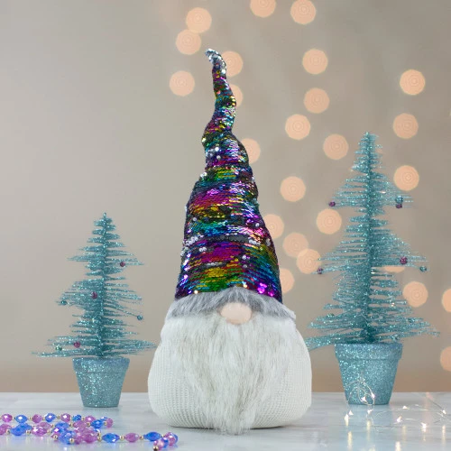 Northlight 24" Gnome With Rainbow And Silver Flip Sequin Hat Christmas Decoration 4 Northlight 24" Gnome With Rainbow And Silver Flip Sequin Hat Christmas Decoration - Image 2
