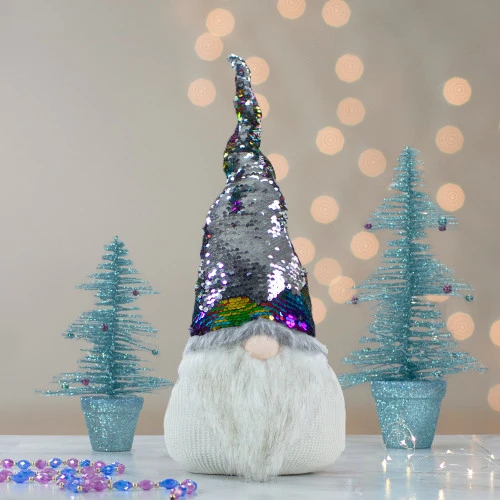Northlight 24" Gnome With Rainbow And Silver Flip Sequin Hat Christmas Decoration 5 Northlight 24" Gnome With Rainbow And Silver Flip Sequin Hat Christmas Decoration - Image 3