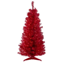 Northlight 4' Pre-Lit Slim Red Artificial Christmas Tree - Clear Lights