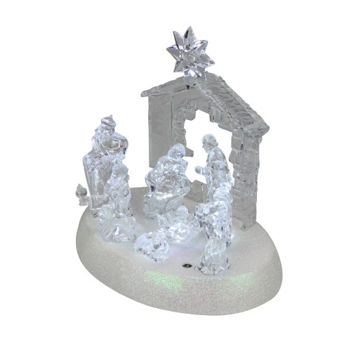 Northlight 7.5" Clear Battery Operated LED Lighted Christmas Nativity Scene 4 Northlight 7.5" Clear Battery Operated LED Lighted Christmas Nativity Scene - Image 2