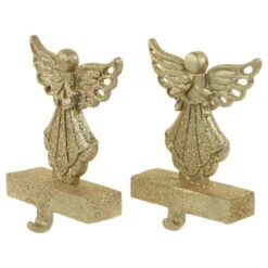 Northlight Set Of 2 Gold Angel Glittered Christmas Stocking Holders 5.5" -Ornaments Store northlight dw15138 3new 40397.1662805506