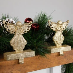 Northlight Set Of 2 Gold Angel Glittered Christmas Stocking Holders 5.5" -Ornaments Store northlight dw15138 styled 2 60797.1691247510