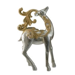 Northlight 12" Silver And Gold Glitter Christmas TableTop Reindeer Figure