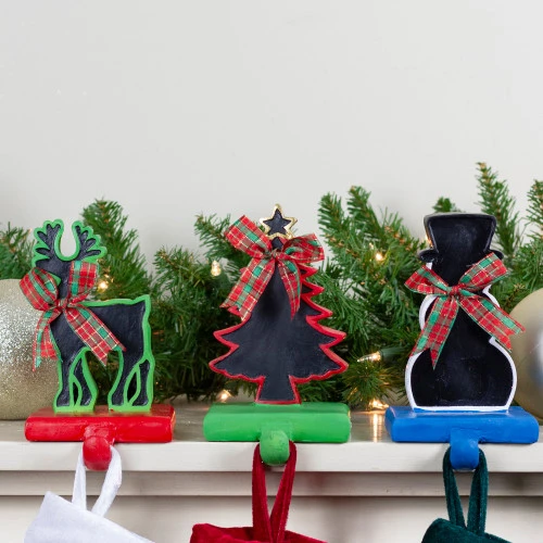 Northlight Set Of 3 Reindeer, Tree, And Snowman With Chalkboard Christmas Stocking Holders 7" 6 Northlight Set Of 3 Reindeer, Tree, And Snowman With Chalkboard Christmas Stocking Holders 7" - Image 4