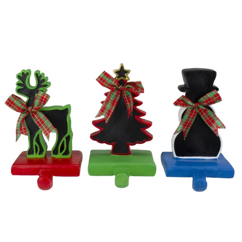 Northlight Set Of 3 Reindeer, Tree, And Snowman With Chalkboard Christmas Stocking Holders 7" 3 Northlight Set Of 3 Reindeer, Tree, And Snowman With Chalkboard Christmas Stocking Holders 7"