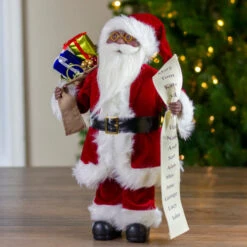 Northlight 16" African American Santa Claus With Naughty Or Nice List Christmas Figure -Ornaments Store northlight e27405 5 61810.1665580042