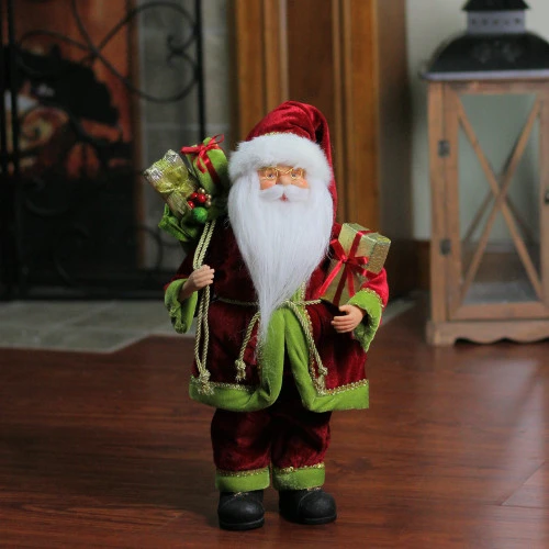 Northlight 16" Red And Green Grand Imperial Santa Claus With Gift Bag Christmas Tabletop Figurine 5 Northlight 16" Red And Green Grand Imperial Santa Claus With Gift Bag Christmas Tabletop Figurine - Image 3