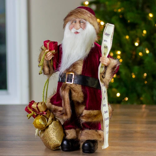 Northlight 18" Burgundy And Brown Santa Claus With Naughty Or Nice List Christmas Figure 4 Northlight 18" Burgundy And Brown Santa Claus With Naughty Or Nice List Christmas Figure - Image 2