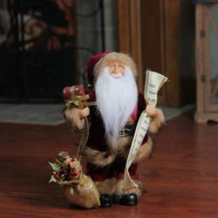Northlight 12" Red And White Woodland Standing Santa Claus With Gift Bag Christmas Figure -Ornaments Store northlight e76591 3 97778.1588406499