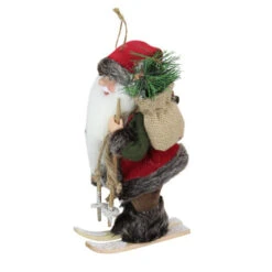 Northlight 9" Brown And Red Skiing Santa Claus With Gift Bag Christmas Figurine -Ornaments Store northlight e76604 3 93965.1588415426