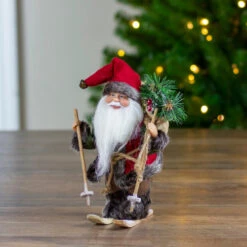 Northlight 9" Brown And Red Skiing Santa Claus With Gift Bag Christmas Figurine -Ornaments Store northlight e76604 5 08394.1588415426