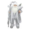 Northlight 24" Silver And White Santa Claus With Staff And Gift Bag Christmas Figure -Ornaments Store northlight e85381 99895.1665610747