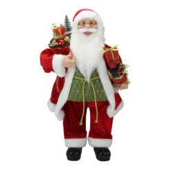 Northlight 24" Red And White Santa Claus With Presents And Drum Christmas Figure