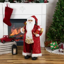 Northlight 32" Red And Gold Santa Claus With Gifts Christmas Figure -Ornaments Store northlight e88520 styled 86076.1670873834