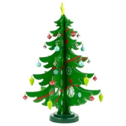 Northlight 13.75" Green 3-D Wood Christmas Tree With Ornaments Decoration -Ornaments Store northlight f00105 2 63235.1665519668