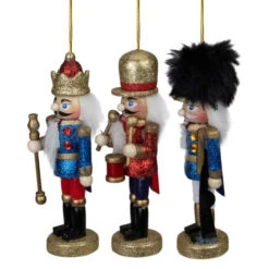Northlight Set Of 3 Glittery Nutcracker King, Soldier And Drummer Ornaments 5.25" -Ornaments Store northlight f86006 2 41733.1665346762