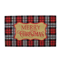 Northlight Red And Black Plaid "Merry Christmas" Rectangular Doormat 18" X 30"