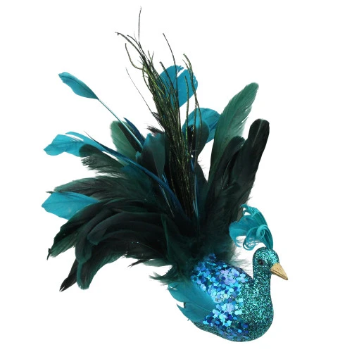 Northlight 10" Turquoise Blue And Green Peacock Clip-On Christmas Ornament 3 Northlight 10" Turquoise Blue And Green Peacock Clip-On Christmas Ornament