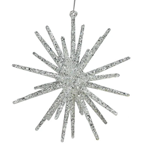 Northlight 12" White And Silver Glitter Starburst Christmas Ornament 3 Northlight 12" White And Silver Glitter Starburst Christmas Ornament