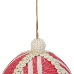 Northlight 4.75" Red And White Striped Ball Christmas Ornament With Rope Accent 9 Northlight 4.75" Red And White Striped Ball Christmas Ornament With Rope Accent -Ornaments Store northlight gb28219 2 99683.1588396516