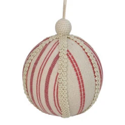 Northlight 6" White And Red Striped Ball Christmas Ornament With Rope Accent -Ornaments Store northlight gb28220 1 61221.1588396505